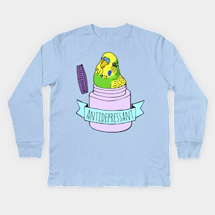 Antidepressant Green Budgie Kids Long Sleeve T-Shirt